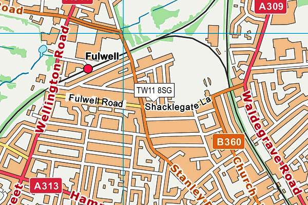 TW11 8SG map - OS VectorMap District (Ordnance Survey)