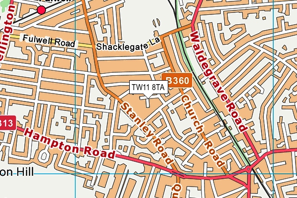 TW11 8TA map - OS VectorMap District (Ordnance Survey)