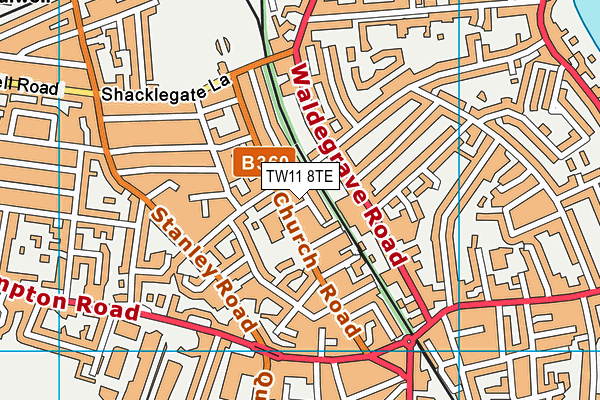 TW11 8TE map - OS VectorMap District (Ordnance Survey)