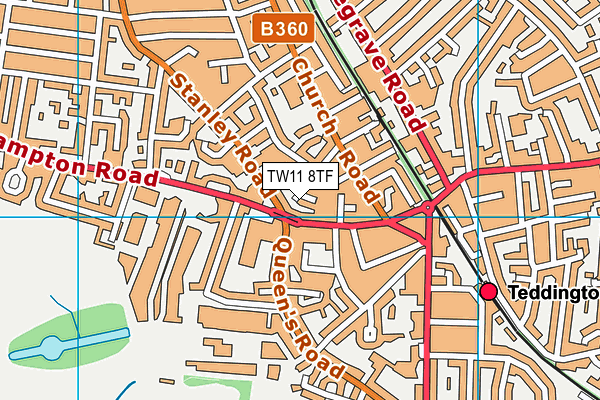 TW11 8TF map - OS VectorMap District (Ordnance Survey)