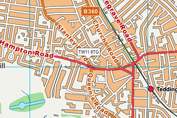 TW11 8TG map - OS VectorMap District (Ordnance Survey)