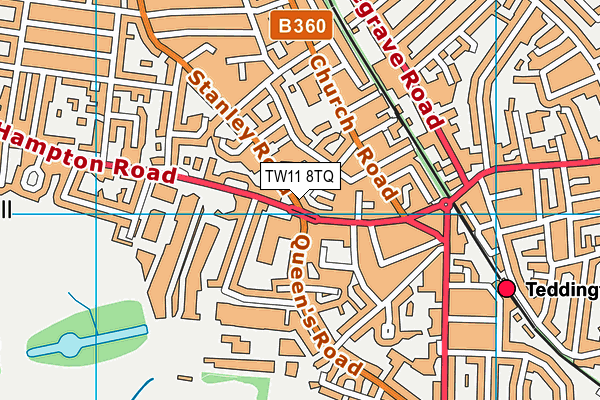 TW11 8TQ map - OS VectorMap District (Ordnance Survey)