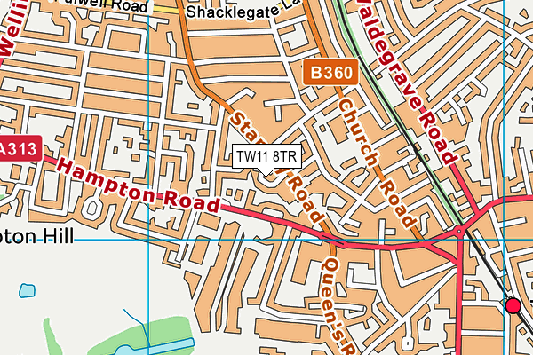 TW11 8TR map - OS VectorMap District (Ordnance Survey)