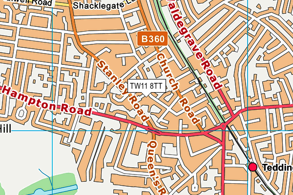 TW11 8TT map - OS VectorMap District (Ordnance Survey)