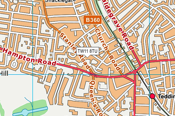 TW11 8TU map - OS VectorMap District (Ordnance Survey)