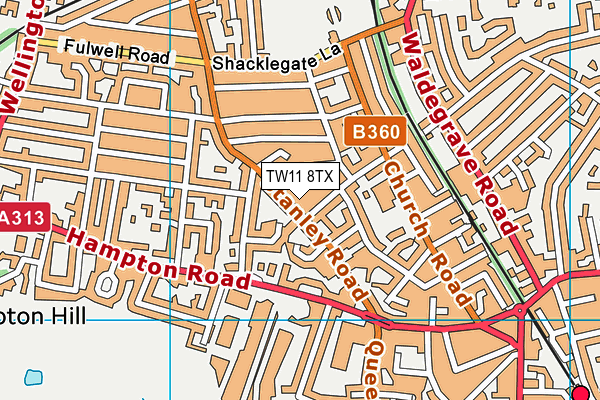 TW11 8TX map - OS VectorMap District (Ordnance Survey)