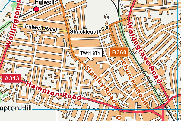 TW11 8TY map - OS VectorMap District (Ordnance Survey)
