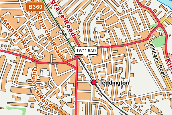 TW11 9AD map - OS VectorMap District (Ordnance Survey)