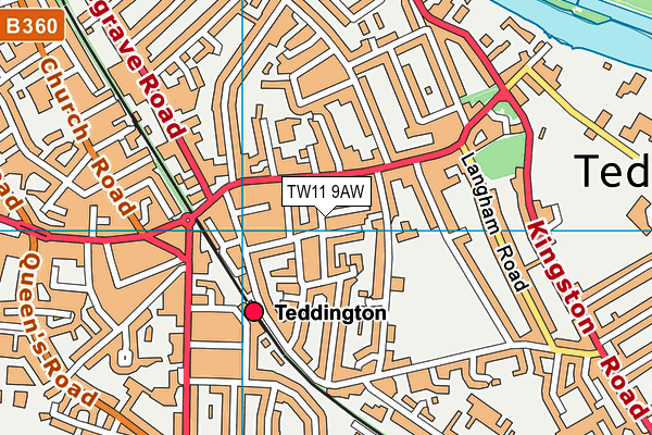 TW11 9AW map - OS VectorMap District (Ordnance Survey)