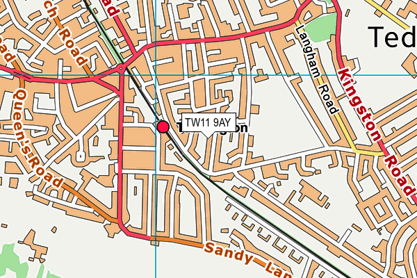 TW11 9AY map - OS VectorMap District (Ordnance Survey)