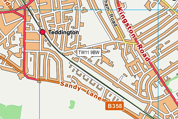 TW11 9BW map - OS VectorMap District (Ordnance Survey)