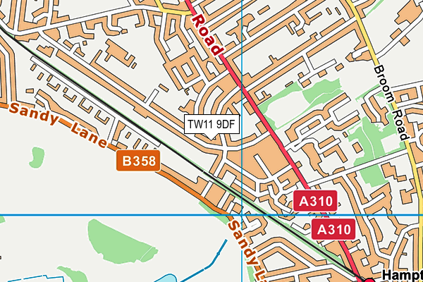 TW11 9DF map - OS VectorMap District (Ordnance Survey)