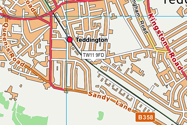 TW11 9FD map - OS VectorMap District (Ordnance Survey)