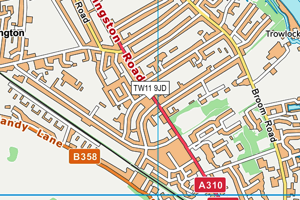 TW11 9JD map - OS VectorMap District (Ordnance Survey)