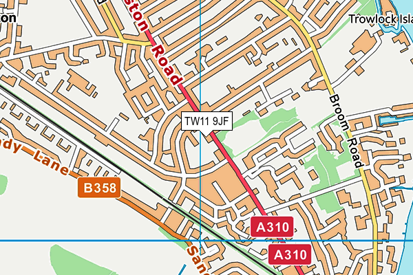 TW11 9JF map - OS VectorMap District (Ordnance Survey)