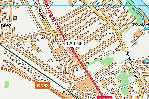 TW11 9JN map - OS VectorMap District (Ordnance Survey)
