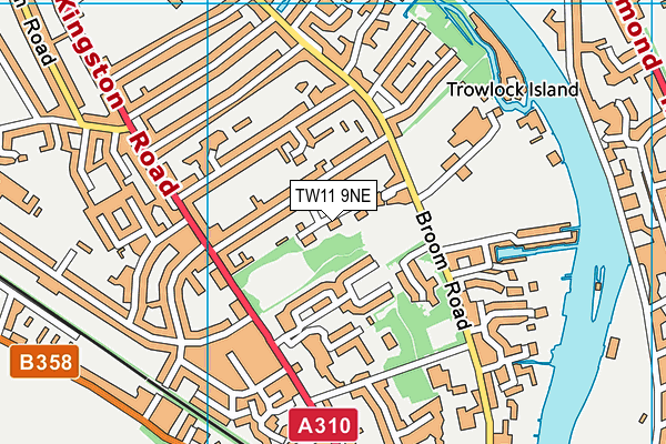 TW11 9NE map - OS VectorMap District (Ordnance Survey)