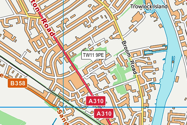 TW11 9PE map - OS VectorMap District (Ordnance Survey)