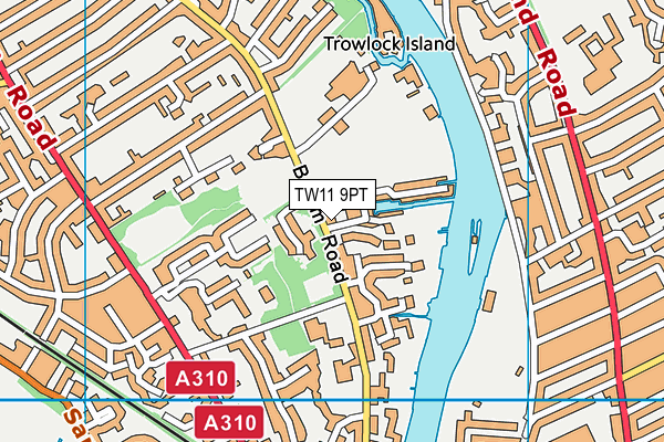 TW11 9PT map - OS VectorMap District (Ordnance Survey)