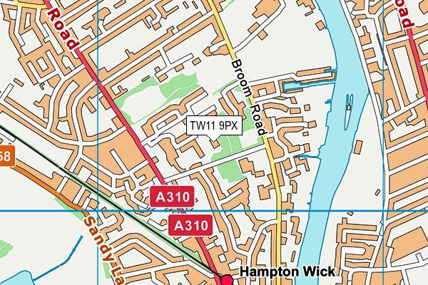 TW11 9PX map - OS VectorMap District (Ordnance Survey)