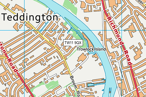 TW11 9QX map - OS VectorMap District (Ordnance Survey)