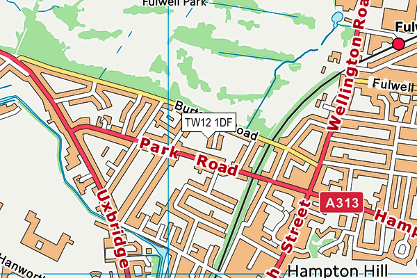 TW12 1DF map - OS VectorMap District (Ordnance Survey)