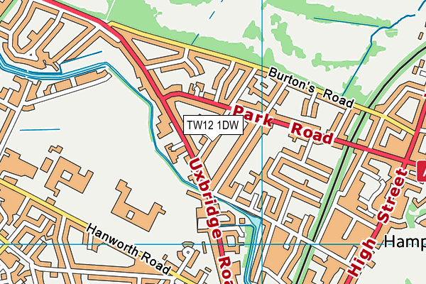 TW12 1DW map - OS VectorMap District (Ordnance Survey)