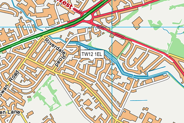 TW12 1EL map - OS VectorMap District (Ordnance Survey)