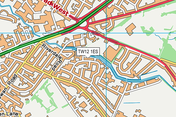 TW12 1ES map - OS VectorMap District (Ordnance Survey)