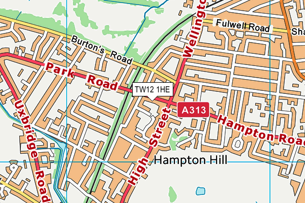 TW12 1HE map - OS VectorMap District (Ordnance Survey)