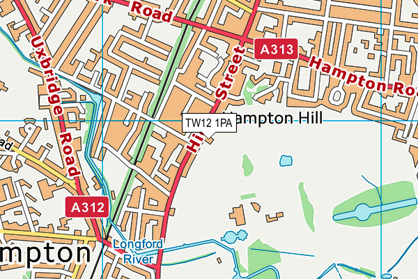 Hampton Hill Cricket Club map (TW12 1PA) - OS VectorMap District (Ordnance Survey)