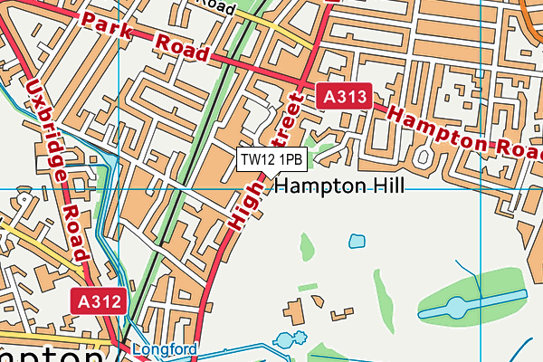 TW12 1PB map - OS VectorMap District (Ordnance Survey)