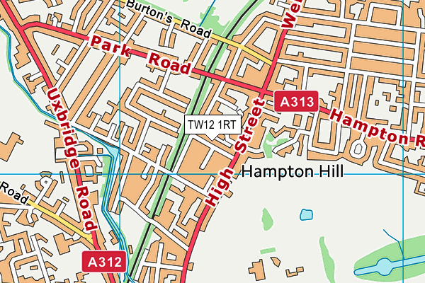 TW12 1RT map - OS VectorMap District (Ordnance Survey)