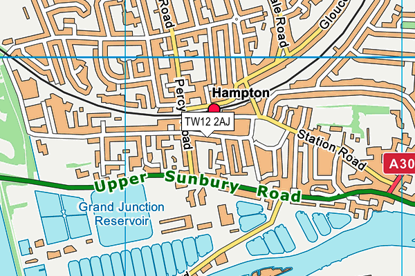 TW12 2AJ map - OS VectorMap District (Ordnance Survey)
