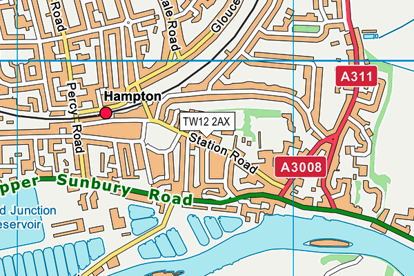 TW12 2AX map - OS VectorMap District (Ordnance Survey)