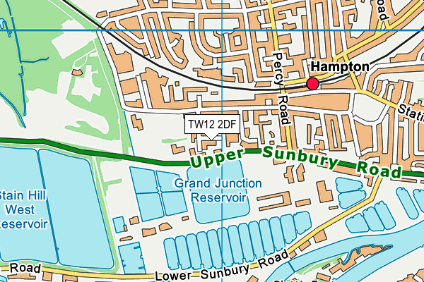 TW12 2DF map - OS VectorMap District (Ordnance Survey)