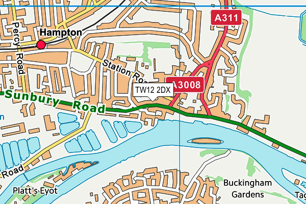 TW12 2DX map - OS VectorMap District (Ordnance Survey)
