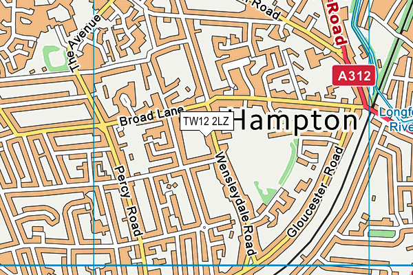 TW12 2LZ map - OS VectorMap District (Ordnance Survey)