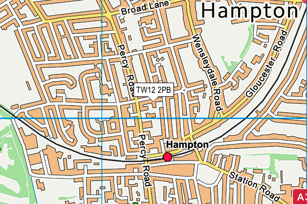 TW12 2PB map - OS VectorMap District (Ordnance Survey)