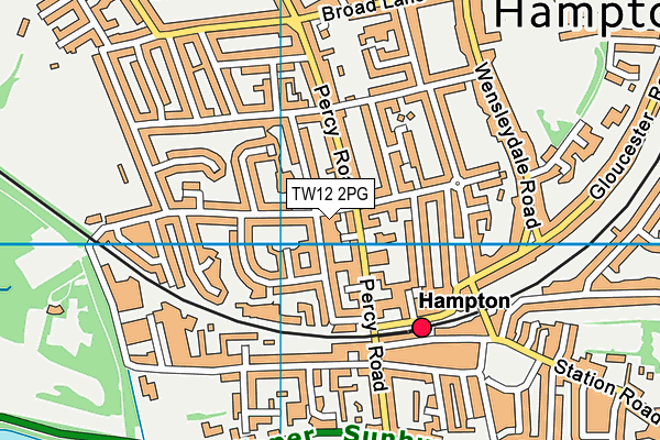 TW12 2PG map - OS VectorMap District (Ordnance Survey)