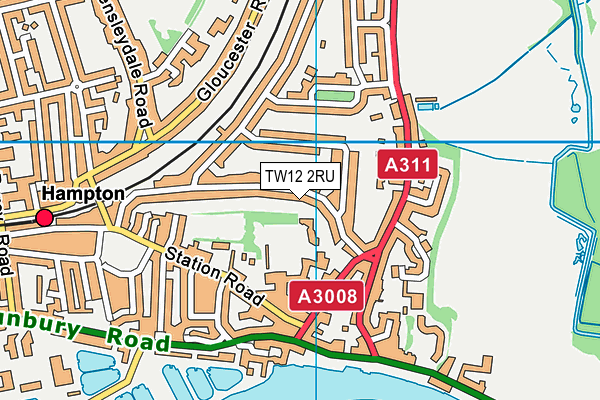 TW12 2RU map - OS VectorMap District (Ordnance Survey)