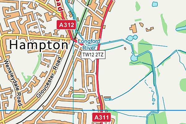 TW12 2TZ map - OS VectorMap District (Ordnance Survey)