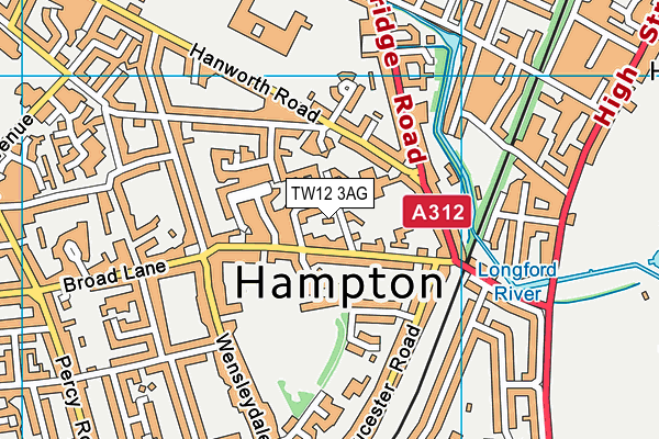 TW12 3AG map - OS VectorMap District (Ordnance Survey)