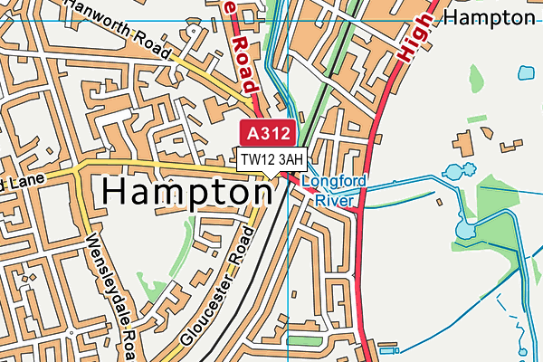 TW12 3AH map - OS VectorMap District (Ordnance Survey)