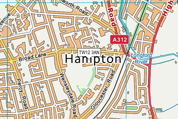 TW12 3AN map - OS VectorMap District (Ordnance Survey)