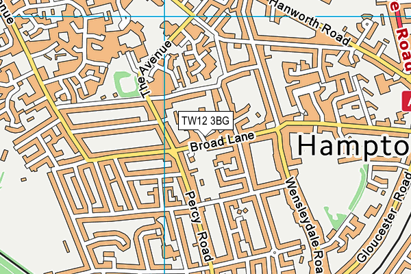 TW12 3BG map - OS VectorMap District (Ordnance Survey)