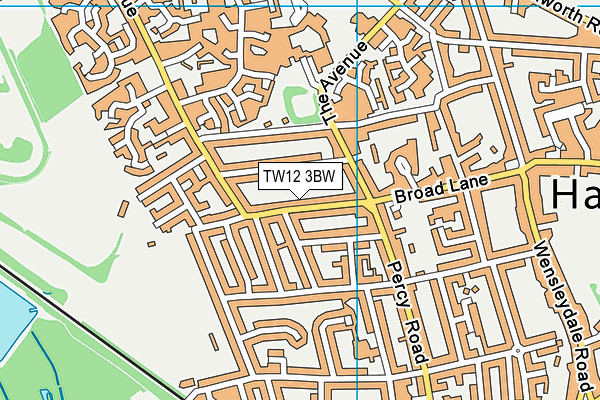 TW12 3BW map - OS VectorMap District (Ordnance Survey)