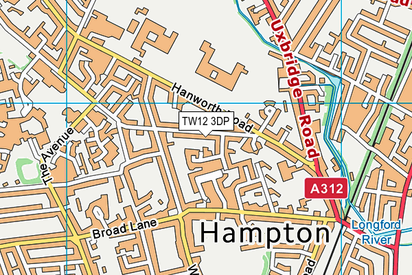TW12 3DP map - OS VectorMap District (Ordnance Survey)