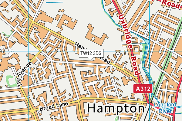 TW12 3DS map - OS VectorMap District (Ordnance Survey)