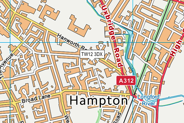 TW12 3DX map - OS VectorMap District (Ordnance Survey)